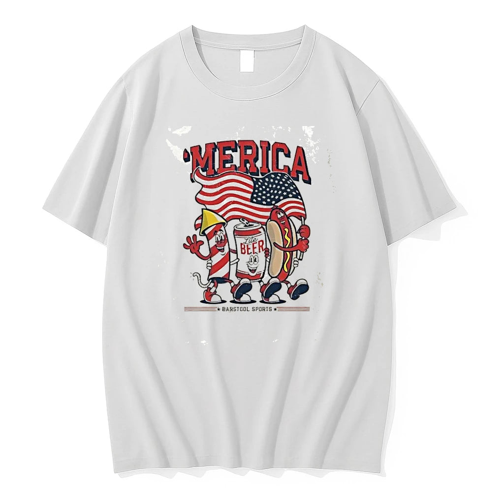 Merica Lite Beer Hot Dog Firework 4th Of July Tshirts Sweater