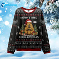 Merry And Tired Social Battery 1% Ugly Christmas Sweater