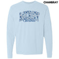 Merry Blue Floral Christmas Long Sleeve Comfort Colors T-Shirt 'NLB' Hoodie, Sweatshirt | PureTeeCo.com