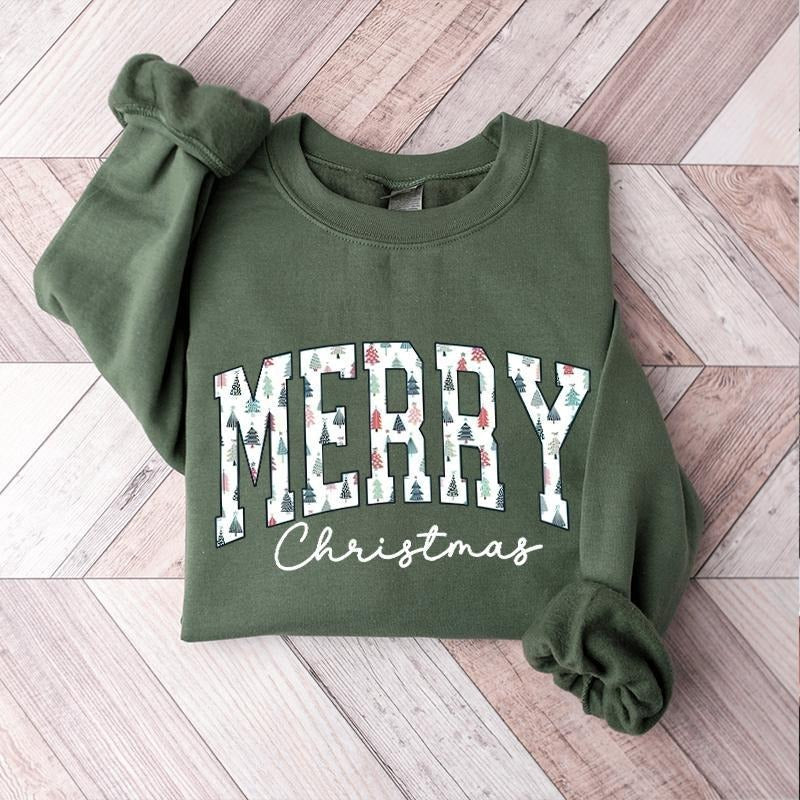 Merry Christmas Sweatshirt, Christmas Crewneck Women Holiday Sweatshirt, Cute Xmas Sweatshirt Cozy Winter Cotton...
