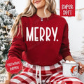 Merry Christmas Sweatshirt, Christmas Sweater, Women's Holiday Crewneckstyle{n002}2 T-Shirts, Hoodie | PureTeeCo.com
