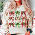 Merry Christmas Sweatshirt, Retro Holiday Vibes Shirt, Coquette Cotton Unisex Crewneck Hoodie | PureTeeCo.com