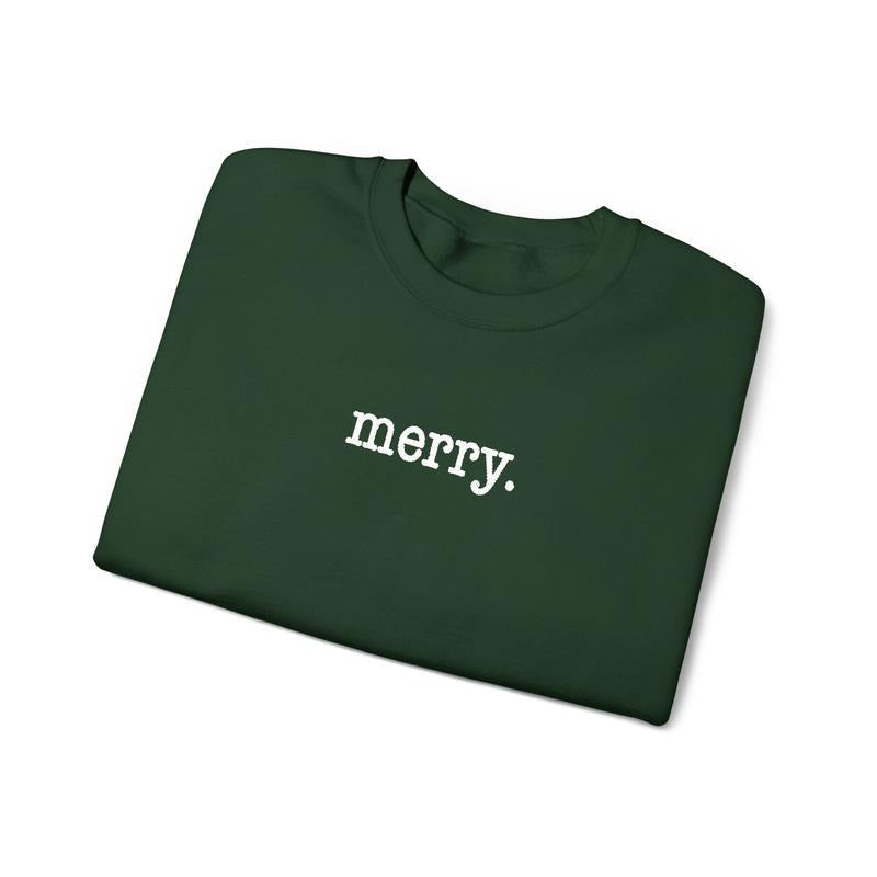 Merry Embroidered Crewneck, Holiday Sweatshirt T-Shirts, Hoodie | PureTeeCo.com