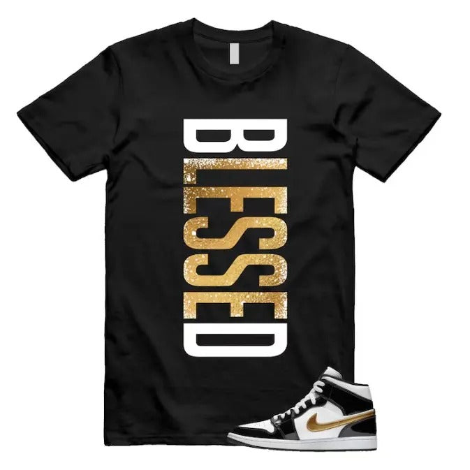 Metallic Gold Patent Black White Air 1 Mid T Shirt Match VERTBLS Hoodie, Sweatshirt | PureTeeCo.com