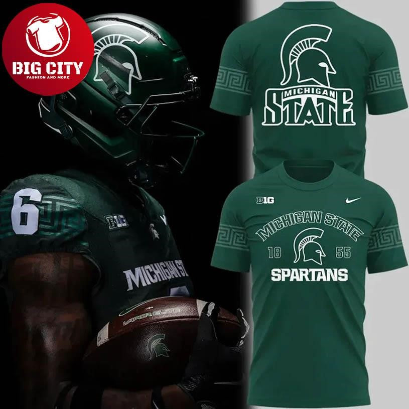 Michigan State Spartans Helmet Logo EST 1855 Two Sided Shirt