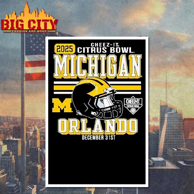 Official Michigan Wolverines Football Cheez-it Citrus Bowl 2025 Helmet Shirt