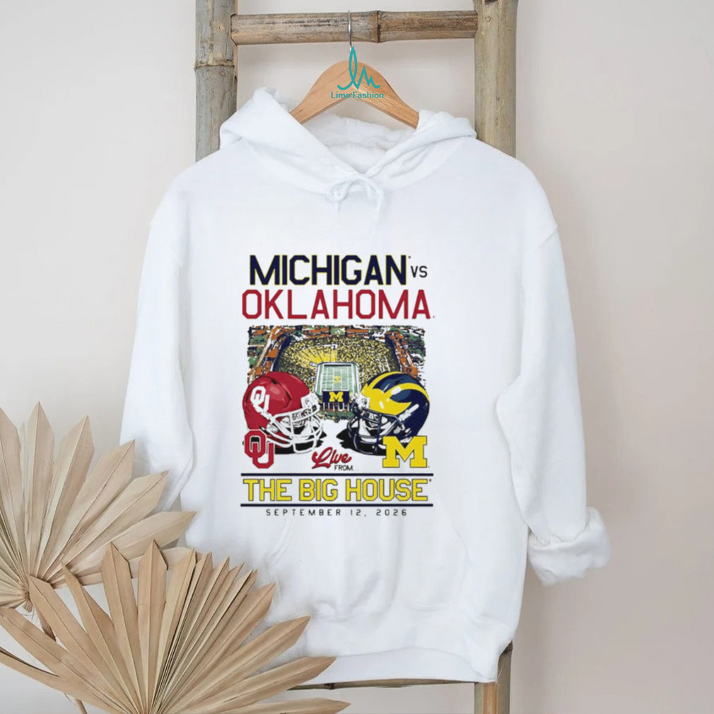 Michigan Wolverines vs Oklahoma Sooners The Big House 2026 helmet stadium shirt