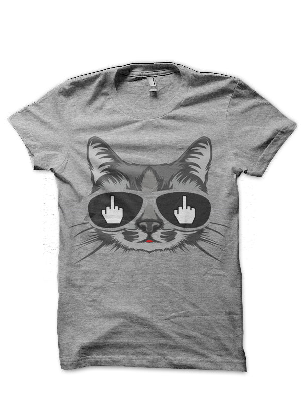 Middle Finger Cat T-Shirt Hoodie, Sweatshirt | PureTeeCo.com