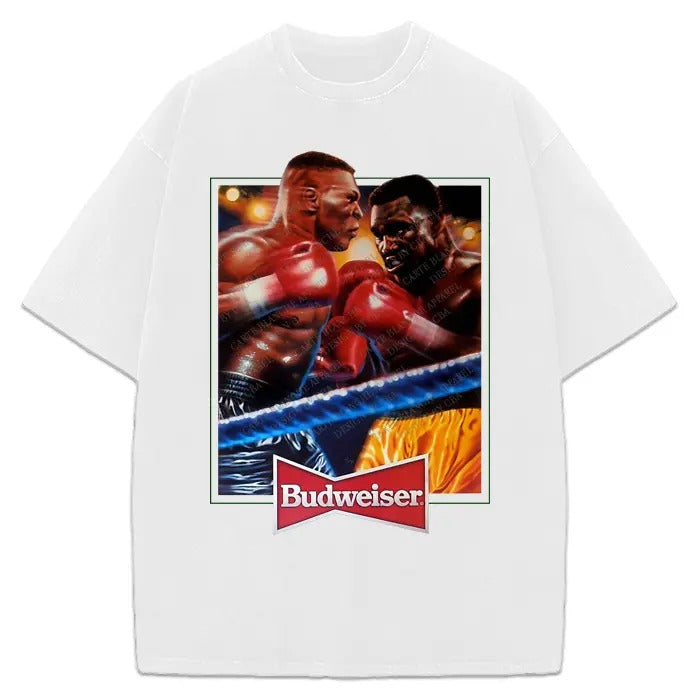 Mike VS Evander Vintage Graphic Ad Retro Custom Graphic T-Shirt Crewneck Cotton Hoodie, Sweatshirt | PureTeeCo.com