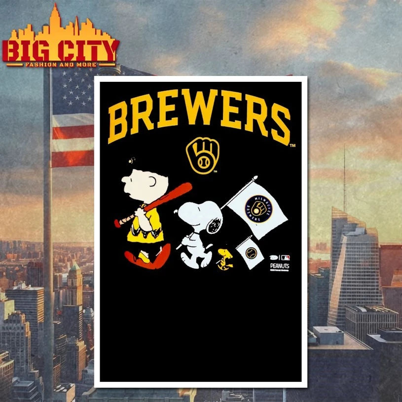 Milwaukee Brewers Toddler Peanuts Flag shirt