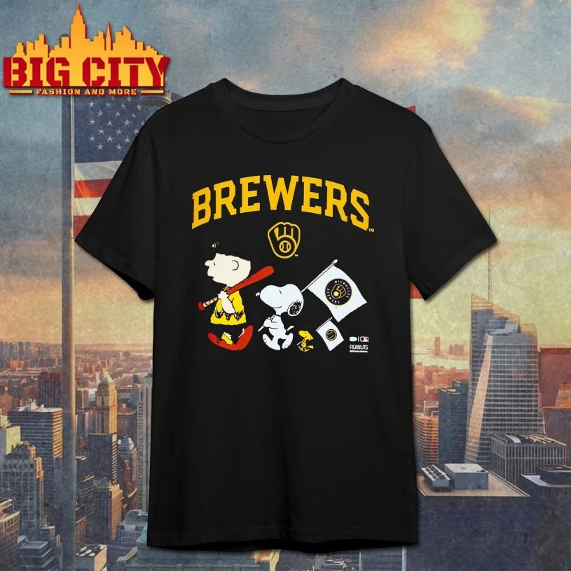 Milwaukee Brewers Toddler Peanuts Flag shirt