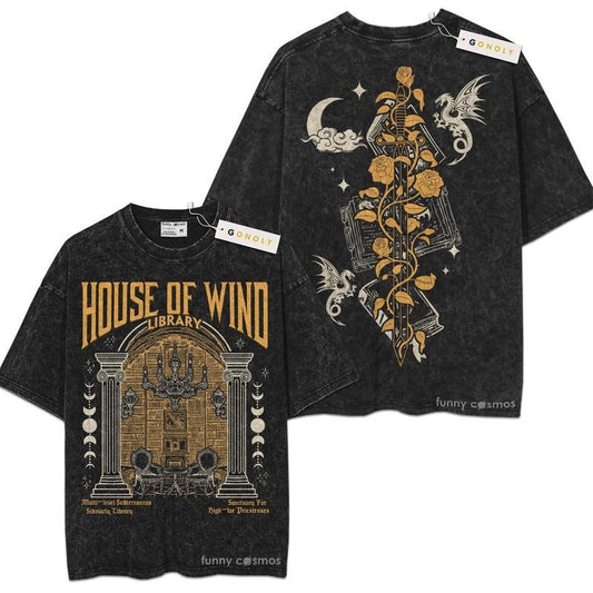 [ Mineral Wash ] Acotar House Of Wind Library For Fans Lover Book, Bookish, Graphic Washed Style Shirt
