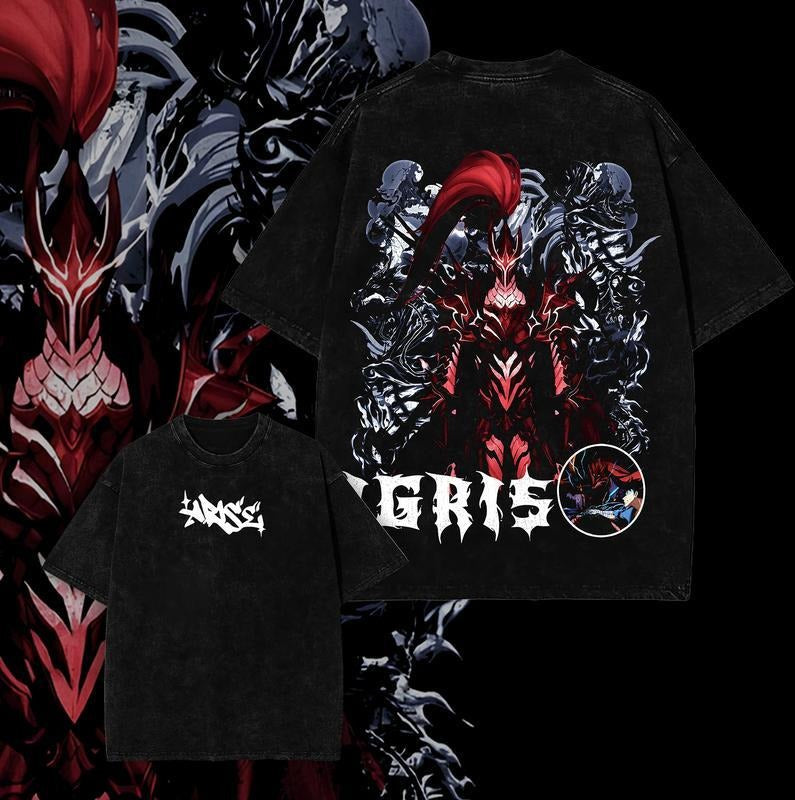 [ Mineral Wash ] Arise Sung JinWoo Solo Leveling Ver.3 Anime Double Printed Oversize Lightweight Washed Tees, Gift For...