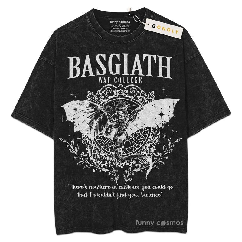 [ Mineral Wash ] Basgiath War College Fourth Wing Shirt For Fans Lover Book, Bookish, Graphic Washed Style Shirt