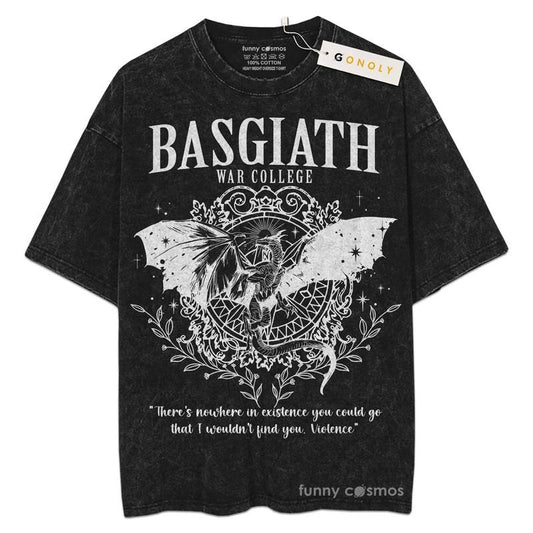 [ Mineral Wash ] Basgiath War College Fourth Wing Shirt For Fans Lover Book, Bookish, Graphic Washed Style Shirt