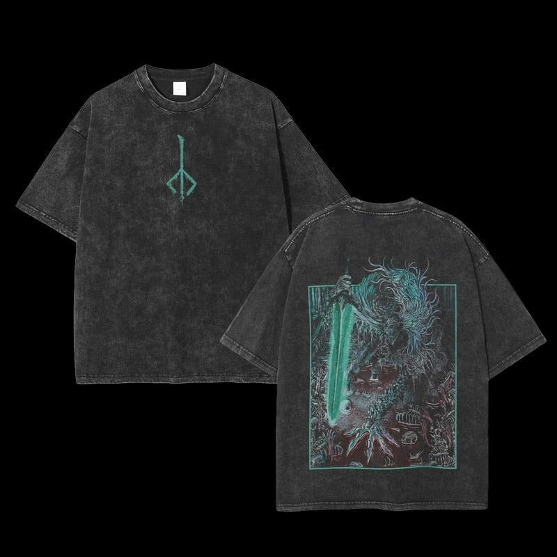 [ Mineral Wash ] Bloodborne Ludwig The Accursed Holy Blade Grim Double Printed Unisex Washed Lightweight Cotton TShirt,...