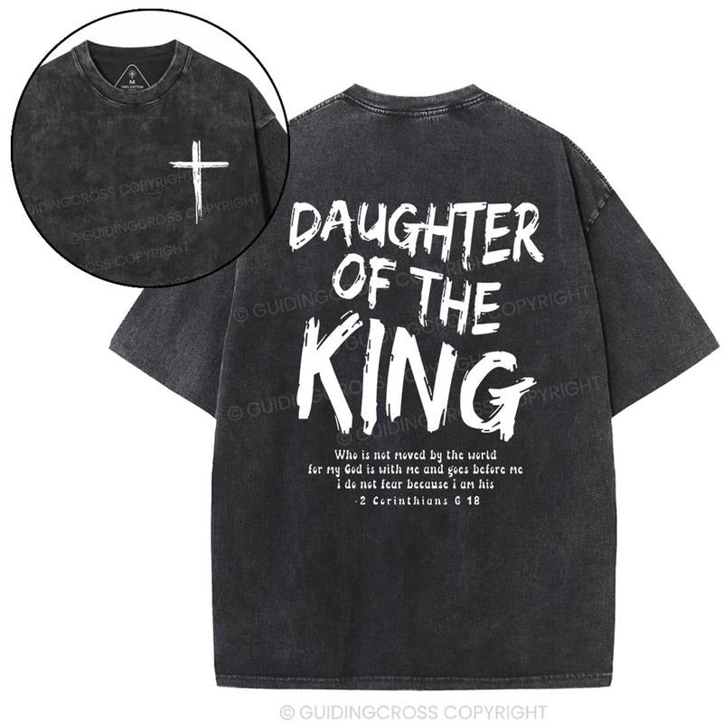 [ Mineral Wash ] Daughter Of The King Christian Washed TShirt Jesus Graphic Washed Style Shirt