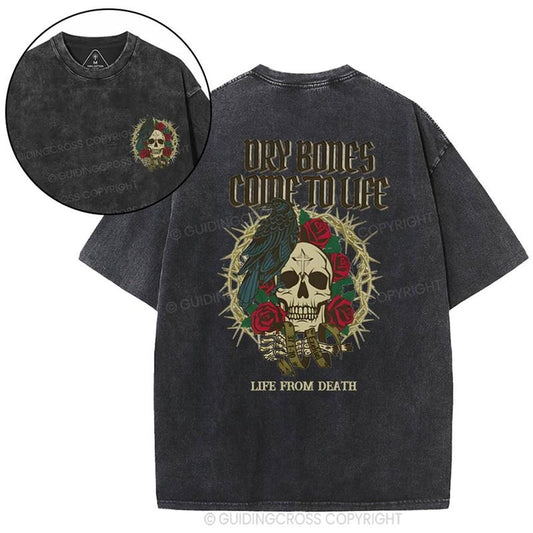 [ Mineral Wash ] Dry Bones Come To Life Christian Washed Shirt Jesus Graphic Washed Style Shirt