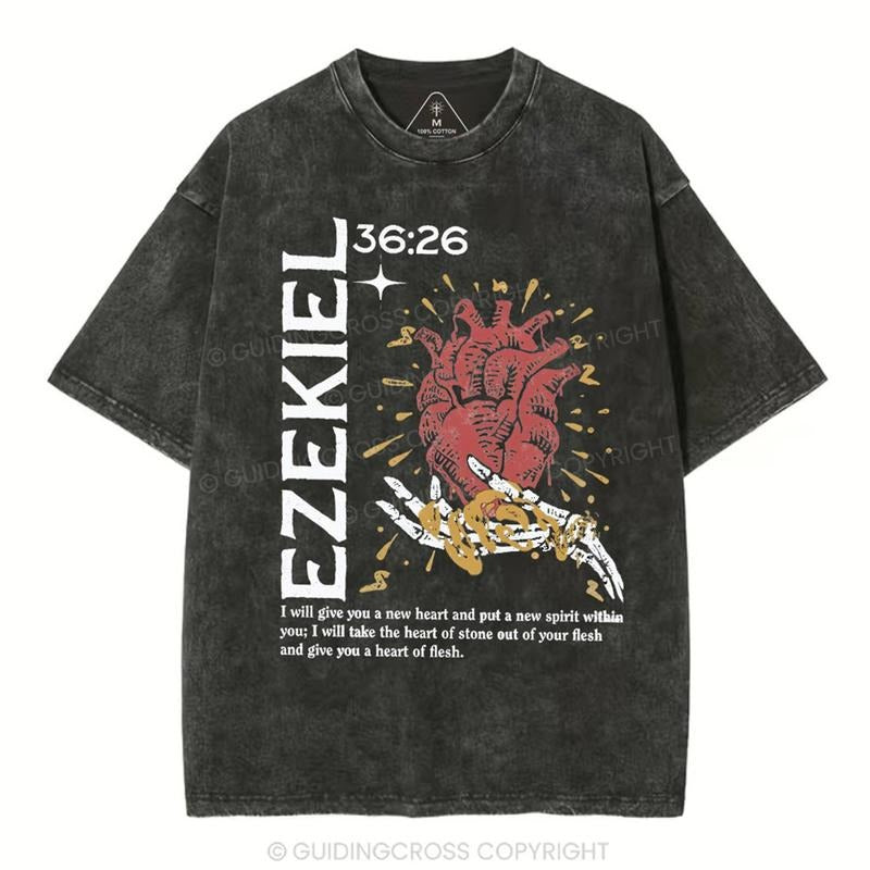 [ Mineral Wash ] Ezekiel Christian 36:26 Washed TShirt Jesus Graphic Washed Style Shirt Hoodie, Sweatshirt | PureTeeCo.com