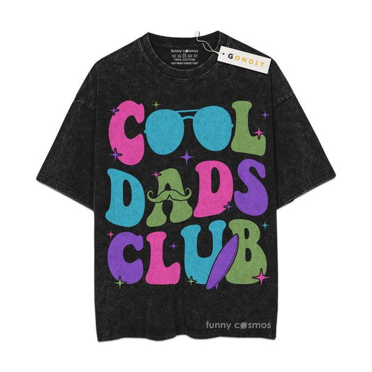[ Mineral Wash ] Father Day Cool Dads Club Groovy Sunglass Gifts For Dad, Daddy Graphic Washed Style Shirt