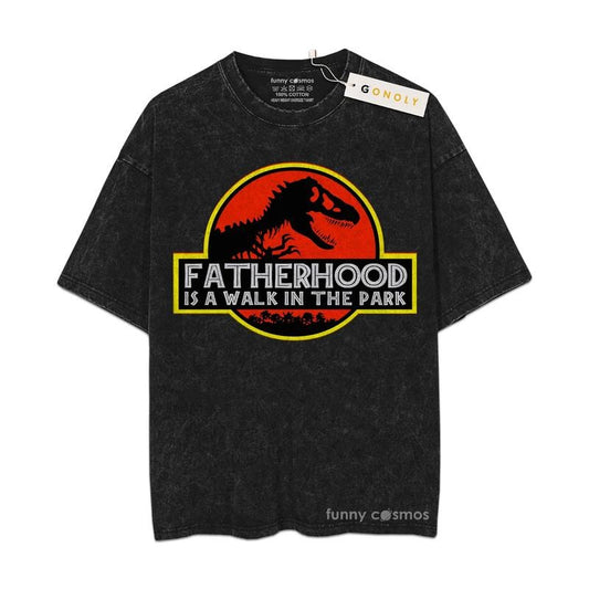 [ Mineral Wash ] Fatherhood Is A Walk In The Dark, Father's Day Gifts Graphic Washed Style Shirt