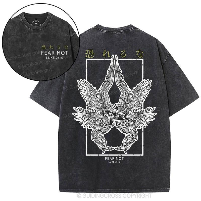 [ Mineral Wash ] Fear Not Christian Washed TShirt Jesus Graphic Washed Style Shirt Hoodie, Sweatshirt | PureTeeCo.com