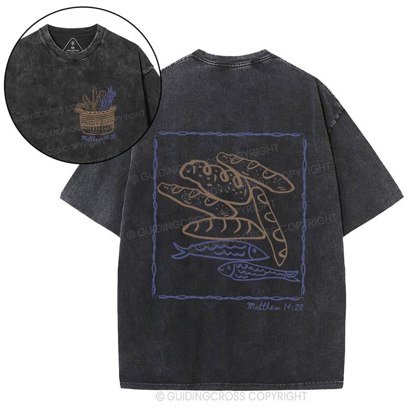 [ Mineral Wash ] Fish & Loaves Christian Washed TShirt Jesus Graphic Washed Style Shirt Hoodie, Sweatshirt | PureTeeCo.com
