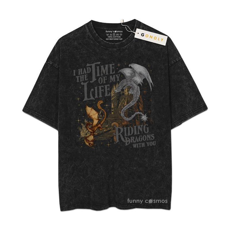 [ Mineral Wash ] Fourth Wing Dragon Tairn Andarna Shirt, Bookish, Bookworm, Gift For Fan Lovers, Graphic Washed Shirt