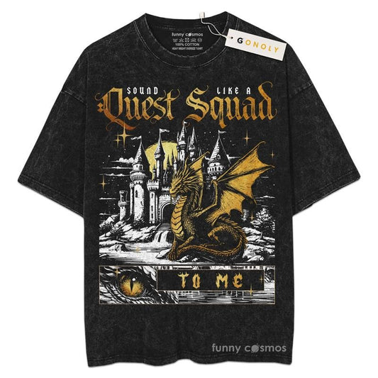 [ Mineral Wash ] Fourth Wing Quest Squad For Fans Lover Book, Bookish, Graphic Washed Style Shirt