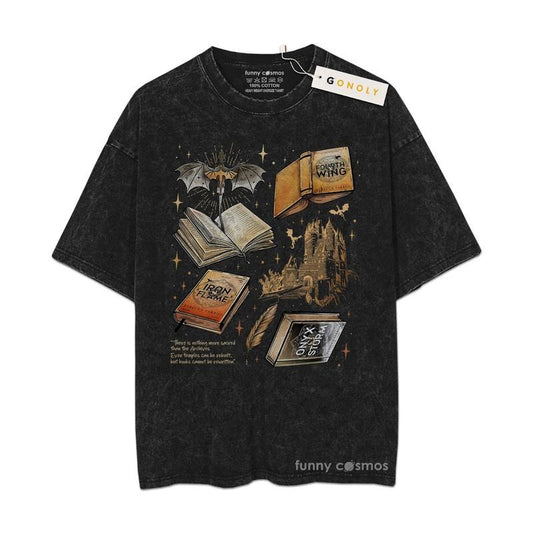 [ Mineral Wash ] Fourth Wing Series, For Fans Lover Book, Bookish, Graphic Washed Style Shirt