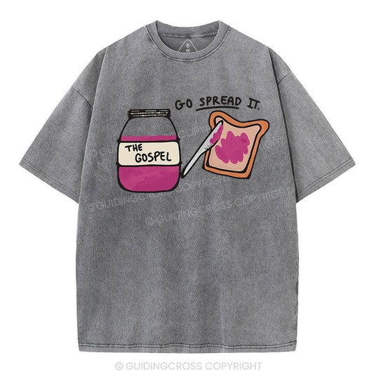 [ Mineral Wash ] Go Spread It Christian Washed TShirt Jesus Graphic Washed Style Shirt