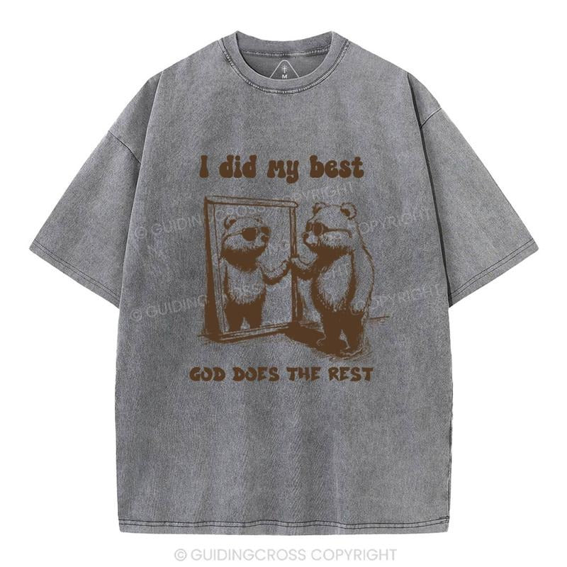 [ Mineral Wash ] God does the rest Christian Washed Shirt Jesus Graphic Washed Style Shirt