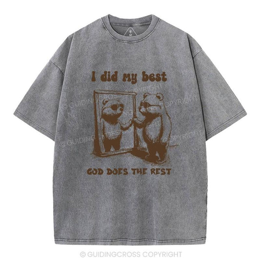 [ Mineral Wash ] God does the rest Christian Washed Shirt Jesus Graphic Washed Style Shirt