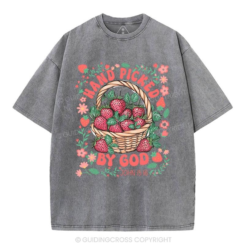 [ Mineral Wash ] Hand Picked By God Christian Washed TShirt Jesus Graphic Washed Style Shirt