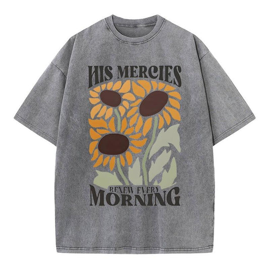 [ Mineral Wash ] His Mercies Renew Every Morning Christian Washed TShirt Jesus Graphic Washed Style Shirt