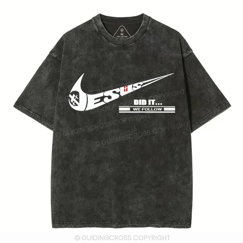 [ Mineral Wash ] Jesus Did It Christian Washed TShirt Jesus Graphic Washed Style Shirt Hoodie, Sweatshirt | PureTeeCo.com