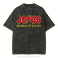 [ Mineral Wash ] Jesus Highway To Heaven Christian Washed TShirt Jesus Graphic Washed Style Shirt Hoodie, Sweatshirt