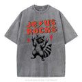 [ Mineral Wash ] Jesus Rocks Christian Washed Shirt Jesus Graphic Washed Style Shirt Hoodie, Sweatshirt | PureTeeCo.com