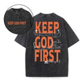 [ Mineral Wash ] Keep God First Christian Washed TShirt Jesus Graphic Washed Style Shirt Hoodie, Sweatshirt | PureTeeCo.com