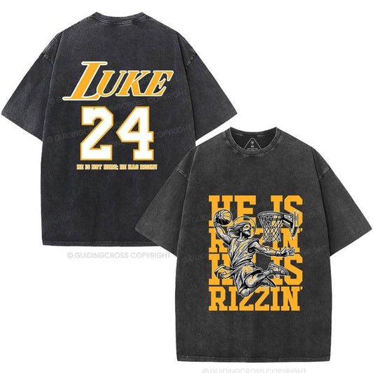 [ Mineral Wash ] Luke 24 He Is Rizzin Christian Washed TShirt Jesus Graphic Washed Style Shirt