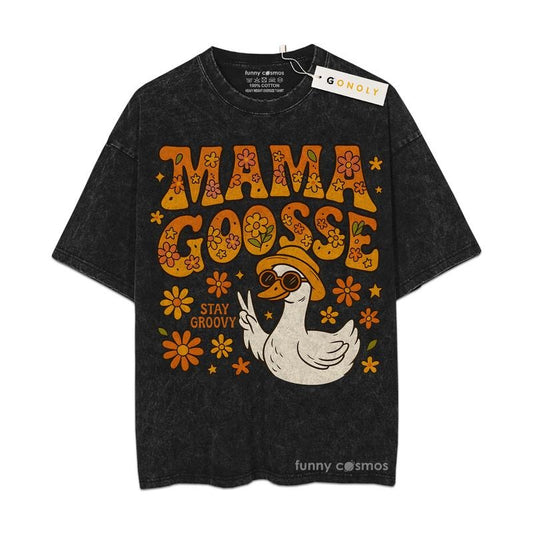 [ Mineral Wash ] Mama Goosse Gifts For Mom, Mom Life, Mother Day Graphic Washed Style TShirt