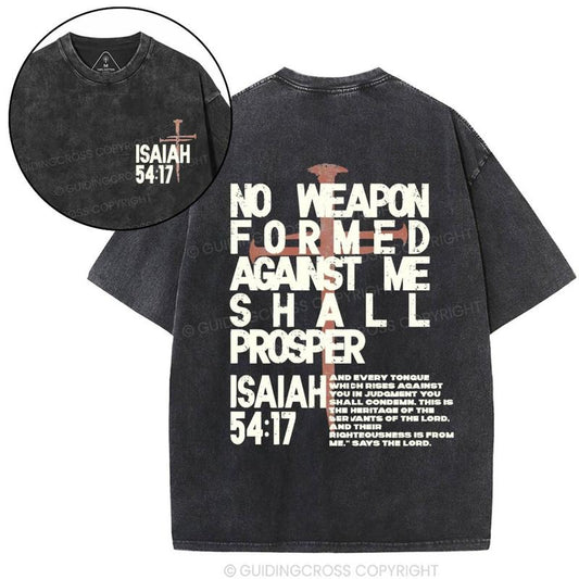 [ Mineral Wash ] No Weapon Isaiah 54:17 Christian Washed TShirt Jesus Graphic Washed Style Shirt