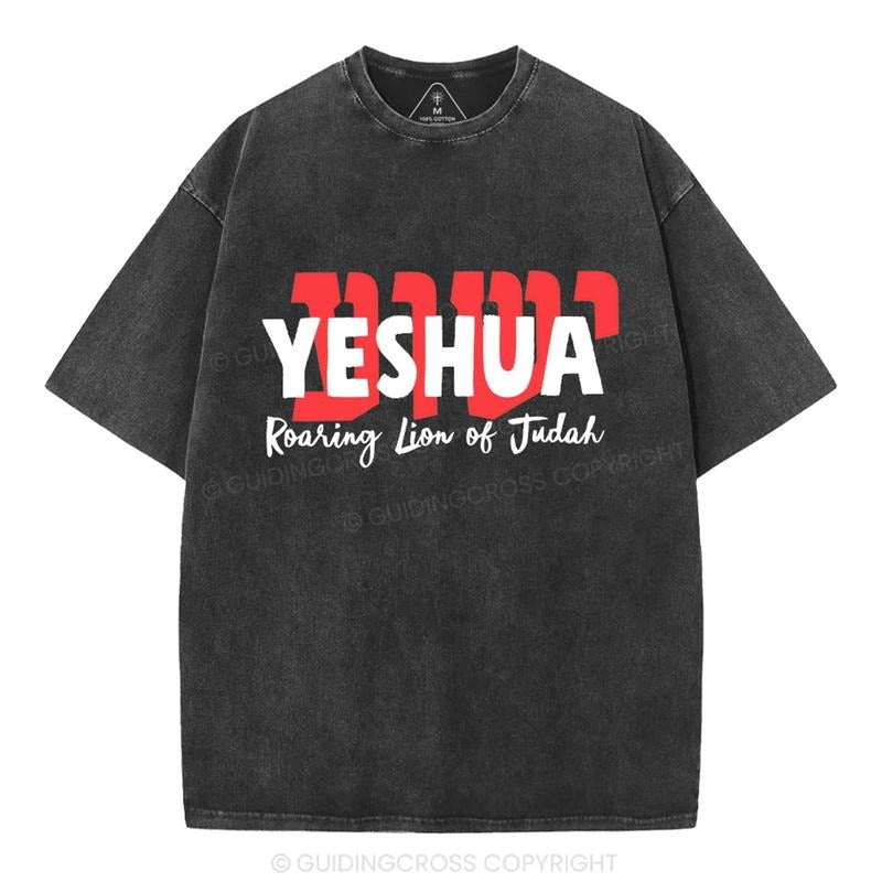 [ Mineral Wash ] Roaring Lion Of Judah Christian Washed TShirt Jesus Graphic Washed Style Shirt