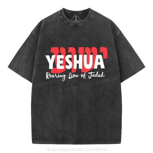 [ Mineral Wash ] Roaring Lion Of Judah Christian Washed TShirt Jesus Graphic Washed Style Shirt