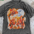 [ Mineral Wash ] Three Goldfish Moon TShirt , Magical Koi Fish Tee , Retro Vintage Style TShirt , Fantasy Fish Lover...