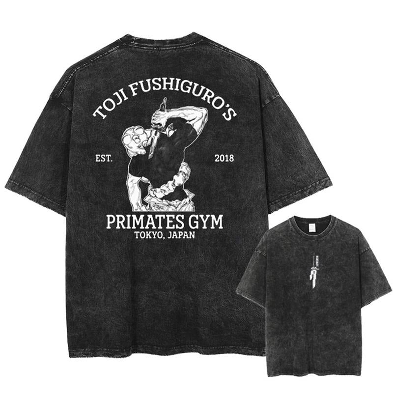 [ Mineral Wash ] Toji Primates Gym Vintage Tee JJK Jujutsu Kaisen Fan Lovers Streetwear & Washed Gym Style Shirt Hoodie,...