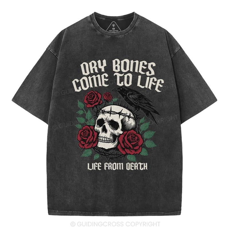 [Mineral Wash Shirt] Dry Bones Come To Life Christian Washed Shirt Jesus Graphic Style Shirt Crewneck Casual