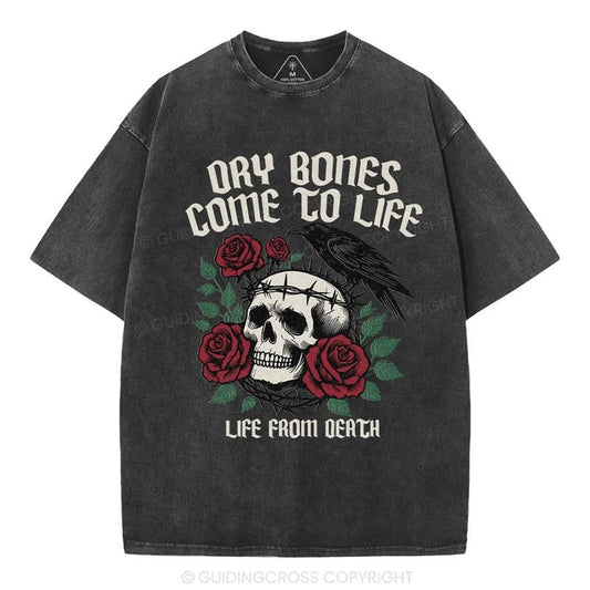 [Mineral Wash Shirt] Dry Bones Come To Life Christian Washed Shirt Jesus Graphic Style Shirt Crewneck Casual