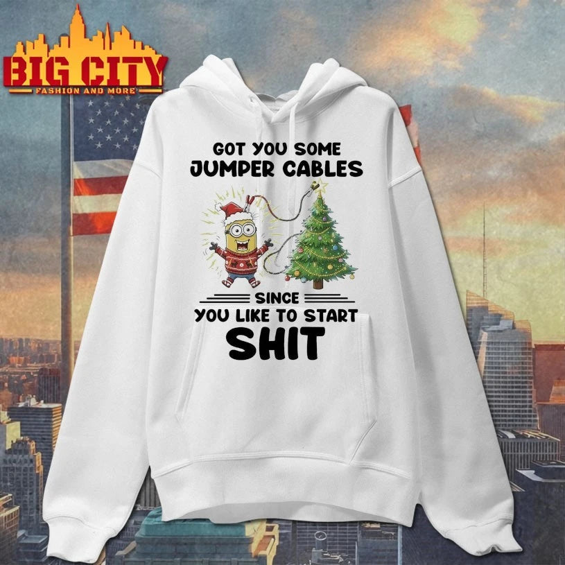 Minion Christmas Got You Some Jumper Cables Since You Like To Start Shit shirt