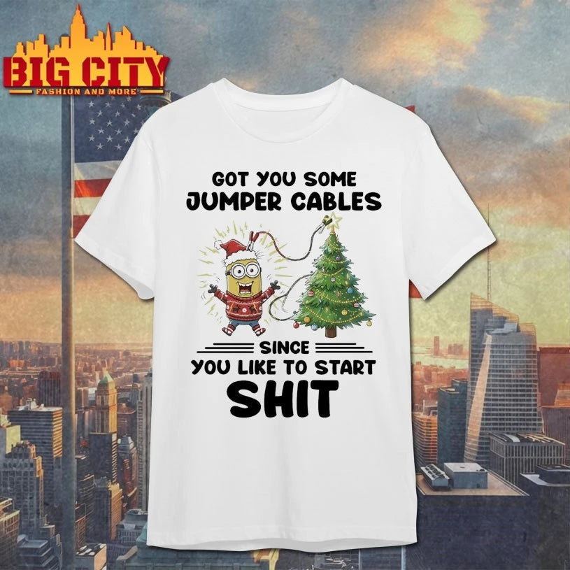 Minion Christmas Got You Some Jumper Cables Since You Like To Start Shit shirt